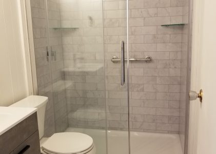 Renovating a bathroom and installing new plank flooring
