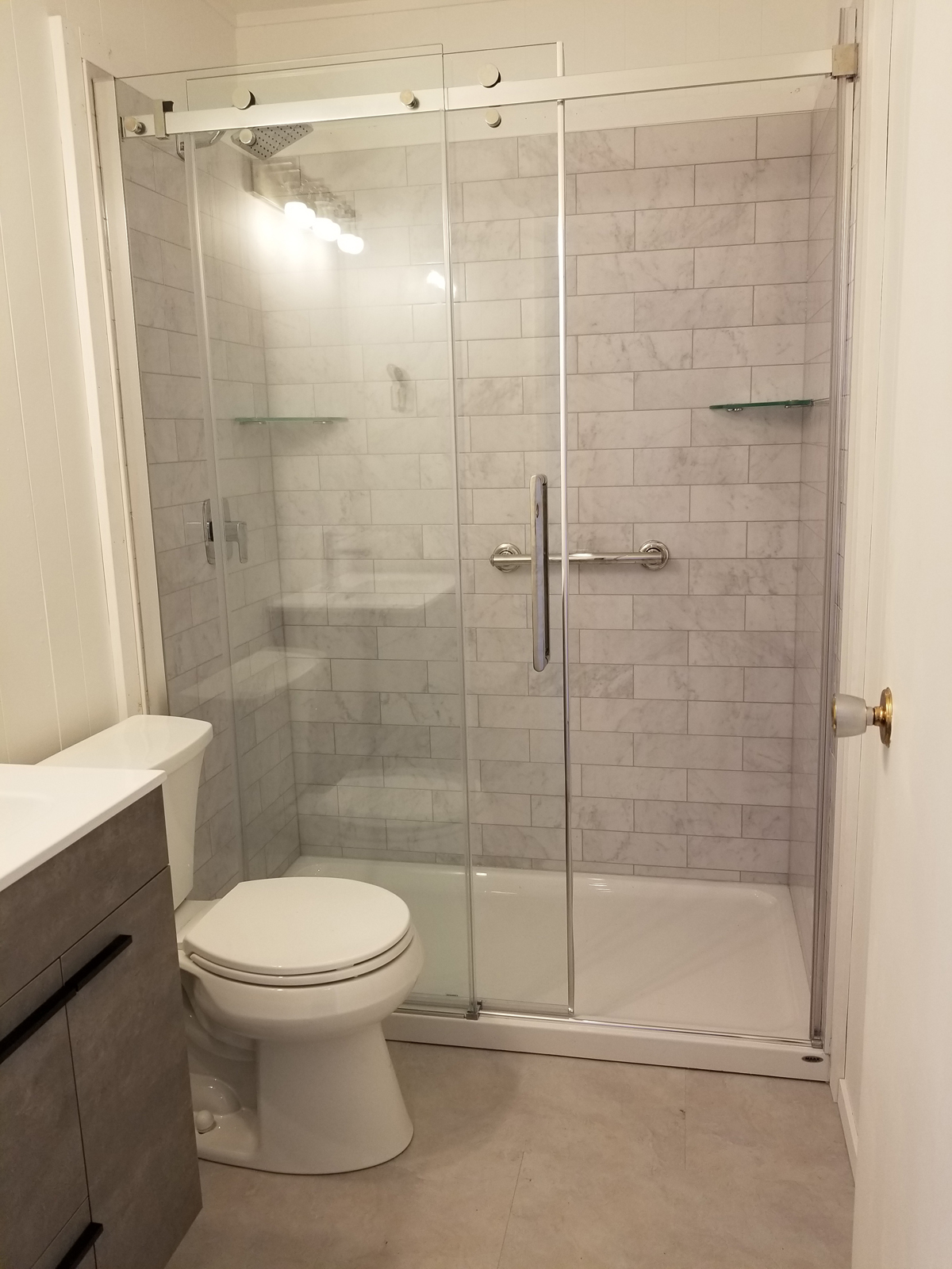 Renovating a bathroom and installing new plank flooring