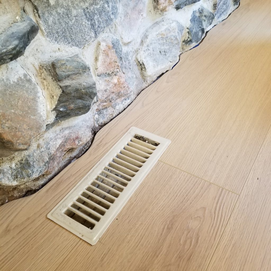 bathroom renovation and plank floor installation