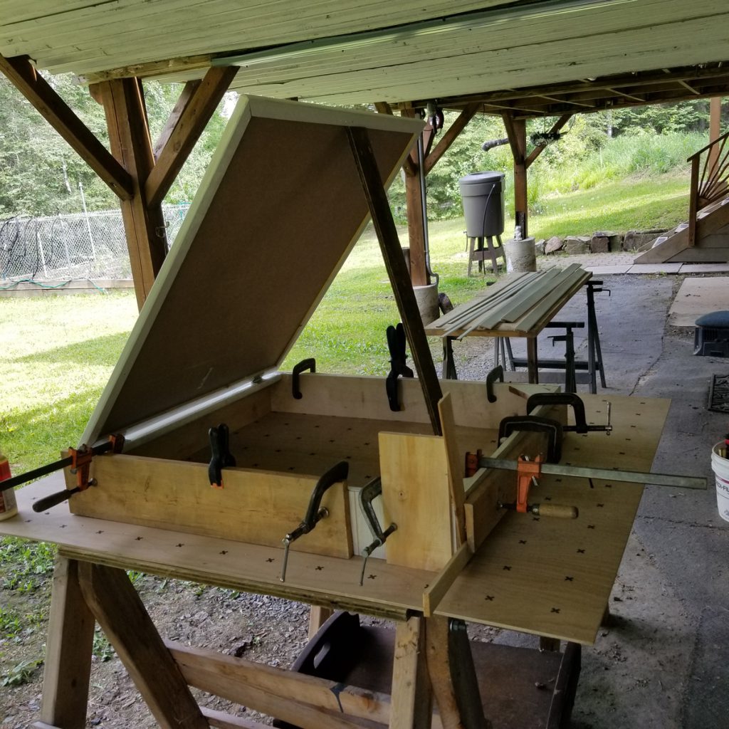 Custom made box with door to hide power panel